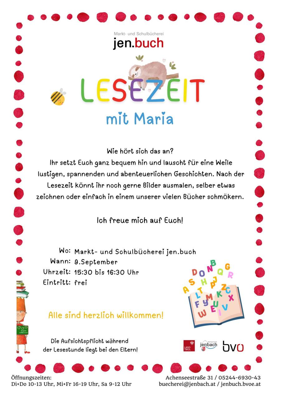 Lesezeit mit Maria Plakat