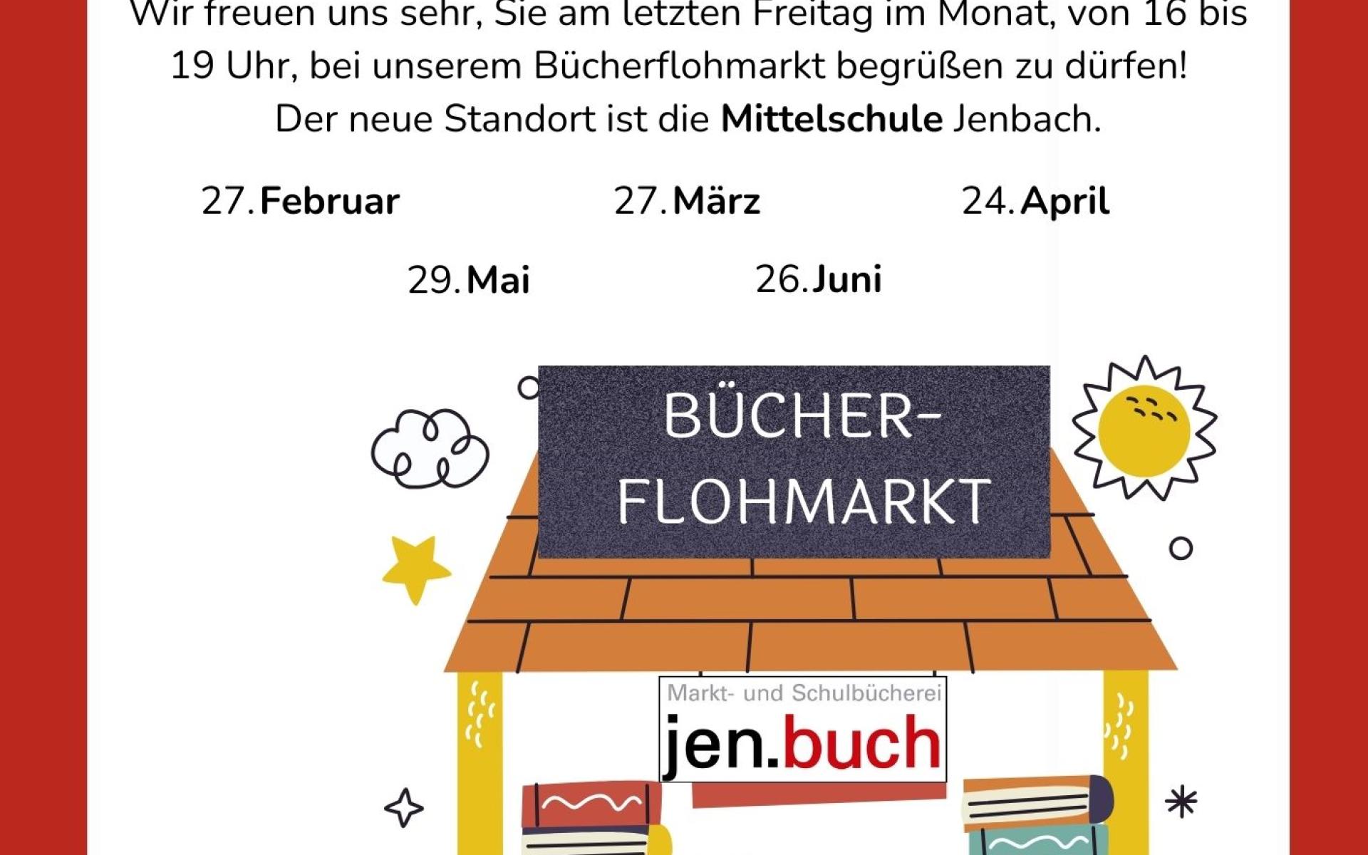 Bild eines Bücherflohmarktes mit Terminen
