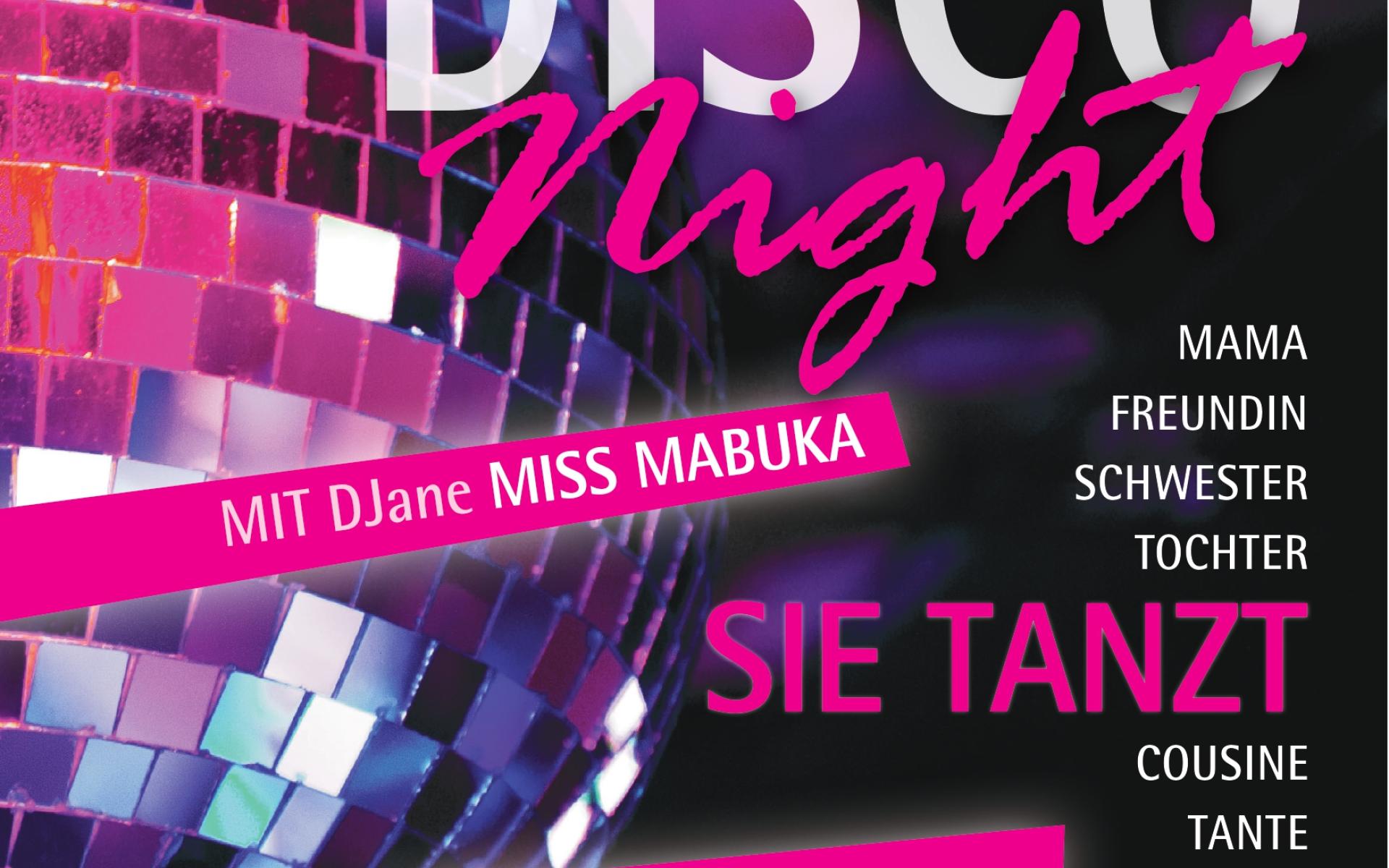 Ein Plakat zu einer Disconight mit Discokugel